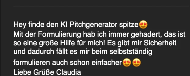 Screenshot: Nachricht einer Creatorin über die KI